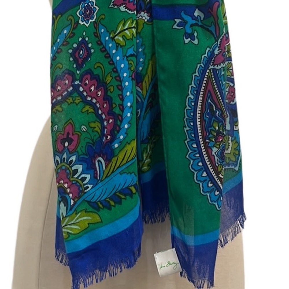 Vera Bradley blue and green paisley print scarf - Picture 5 of 15